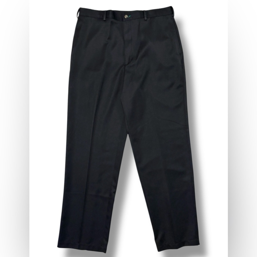 TOMMY HILFIGER Black Flat Front Microfiber Dress Pants 36x32